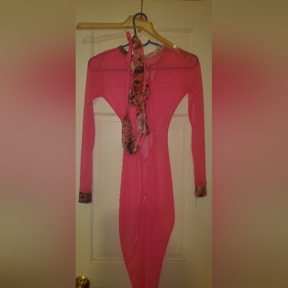 3 pieces Jumpsuit with top and bottom bikini Bartender dancer outfit S hot Pink - Picture 9 of 12